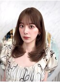 2wayバング　シースルーセミロングレイヤーカット　顔周り