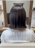 外ハネ切りっぱなしボブ×ブラウンカラー【カミケン清明店】
