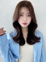 エインアンリー 明治神宮前(AIN.ANLY.) モーヴピンクベージュカラー韓国レイヤースタイル前髪カット