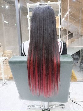 デイズ(days) ロングインナーカラー/黒髪/赤髪レッドカラー