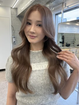 サンクプロジェクト(cinq PROJECT) ピンクミルクティーグレーブラウンベージュ顔周りレイヤーカット