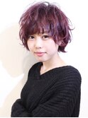 ふんわりマッシュショート×チェリーピンク