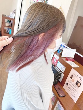 if ミルクティーベージュ×ピンク×インナーカラー