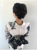 浴衣 サイド 編み込み ナチュラル 大人 シニヨン ヘアアレンジ