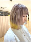 ブリーチ20代30代40代50代小顔◎デザインカラー毛先イエロー