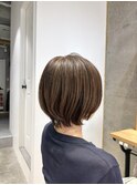 ◇大人40代50代60代ショートボブ丸みショート白髪ぼかし
