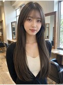 ロングウルフカットロングレイヤー韓国レイヤー顔周りレイヤー