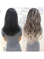 あるじゃんすー 渋谷店&nbsp;ブラック×ホワイトベージュ#シールエクステ#小顔ヘア#黒髪#渋谷