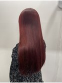 ブリーチなしボルドーカラー/シアーカラー/姫カット/セミディ