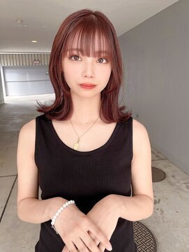 ジーナ 名駅(XENA.) 《袴田》ブリーチなしチェリーブラウン/ 鎖骨上ミディアム