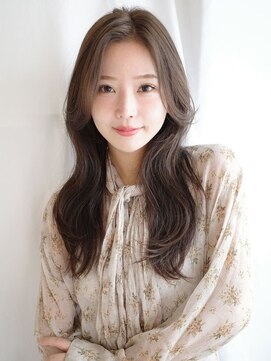 トローノ 栄(TRONO) くびれヘア 顔周りレイヤー 20代 韓国ヘア 透明感カラー