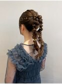 ヘアセット/編み込み×フィッシュボーン風編みおろし