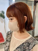 アクアオモテサンドウ(ACQUA omotesando)&nbsp;△ブリーチなし韓国風オレンジブラウン肩上ボブ外ハネボブ