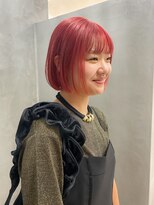 テトヘアー(teto hair)&nbsp;レッドカラー　オレンジカラー　暖色　ボブ　ミニボブ