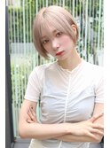 ★くびレイヤーボブルフネビージュ小顔ワンレンショート