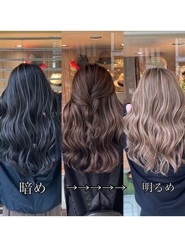 アンダーバーホワイト(_white) ハイライトブリーチ髪質改善トリートメントエクステ神戸三宮