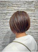 ブリーチなし大人可愛いマロンブラウン似合わせ耳かけボブ
