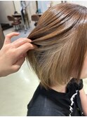 インナーカラー　イヤリングカラー　ベージュ