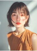 レイヤーボブ/フェイスレイヤー/アッシュブラウン/ショートボブ