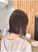 ホワイトグレージュミニウルフデジタルパーマチェリーブラウン