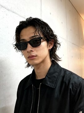 エイチ メンズ(H) ラウンドマッシュオールバック波巻きパーマソフトモヒカン坊主