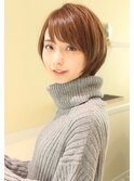 丸味が綺麗なナチュラルショートボブ　３０代４０代大人可愛い