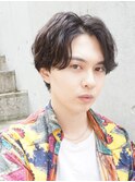 サイドパートショート×ランダム無造作パーマ