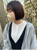 内巻きボブにピンクブラウン