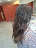 ウェーブヘア/シアベージュ/バングカラー/シースルーバング