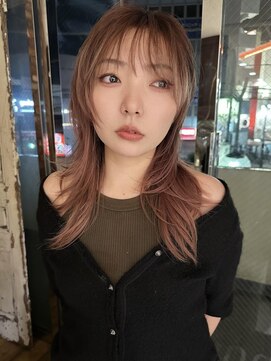 ボコカ(bococa) ロングレイヤーピンクベージュハッシュカット