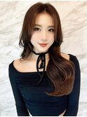 くびれヘア/顔周り/韓国/レイヤーカット/黒髪/ミディアム北千住