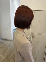 ジュエ ヘアー デザイン(Jue hair design)&nbsp;夏人気のオレンジブラウンカラー×ぱつっとボブ/ワンカラー/20代