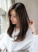 簡単スタイリング ボルドー フェザーロング斜めバング★★