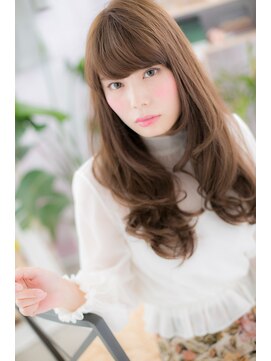 ミック 日暮里店(miq) 無造作カールx斜めバング外国人風ヨシンモリロングc1