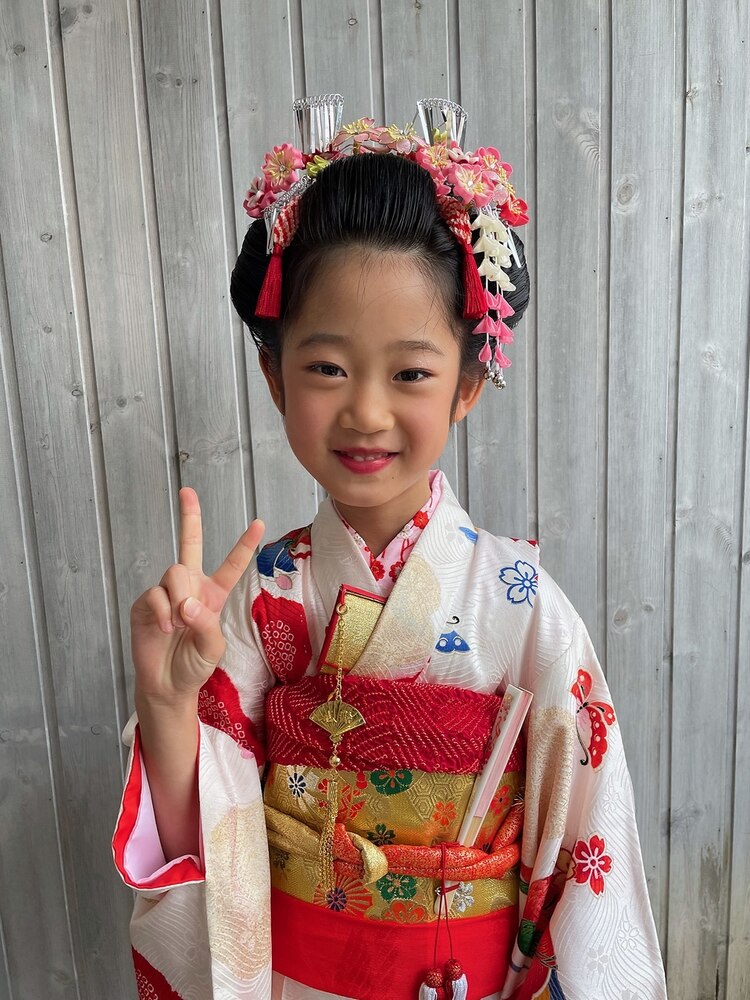 七五三/7歳/日本髪/着付け/ヘアセット/メイク/キッズ/女の子ヘア 