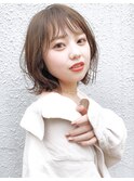 【Cuem春日】ウルフレイヤー小顔ボブナチュラルカッパーブラウン