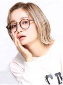 大人可愛い小顔美髪ツヤ髪バニラベージュセンター分けボブA3