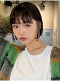 イヤリングカラー前髪インナーカラーピンクベージュバングカラー