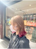 【Amand’or西影】ミルクティーベージュ+裾チェリーピンク