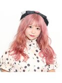 ピンクカラー/ハイトーンカラー/巻き髪/ピンクヘア