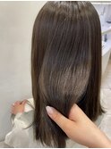 トリートメント入り縮毛矯正×オリーブベージュカラー