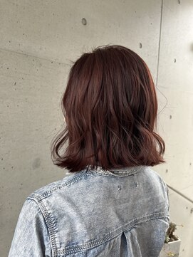 アチーブ ヘア デザイン(achieve hair design) カシスブラウン暖色系カラーゆるふわウェーブ巻きボブヘア