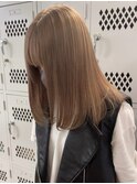 ミルクティーベージュハイトーンブリーチピンクベージュロング