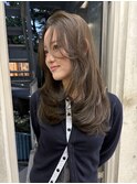 毛流れレイヤーカット/ミディアム/髪質改善/縮毛矯正
