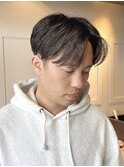 メンズ フェザーパーマ 毛流れセンターパート リバースパーマ