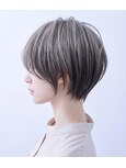 30代40代50代 白髪ぼかしハイライト対応ショートボブ ベージュ