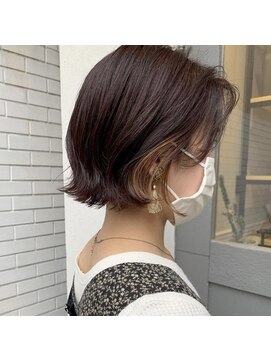 フェンヘアーアイス 中目黒(Fen.hair ici) 切りっぱなしボブ　ベージュ　ポイントカラー