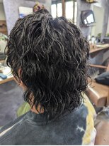 ロム ツイスパ/前髪パーマ/アッシュブラック/アースカラー/30代40代