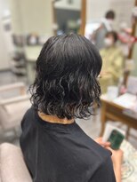 ヘアーワークス ボナ(HAIR WORKS bona.)&nbsp;簡単お手入れパーマ ミディアムボブ 髪質改善トリートメント