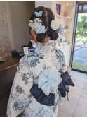 ツイン編み込みお団子